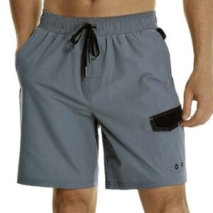 Hodosport Mens 2XL Quick Dry Swim Trunks Gray Beach Shorts Mesh Lining NEW‎ NWT